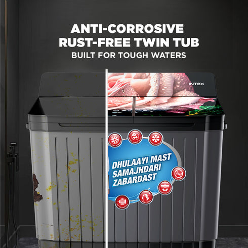 Intex 8 KG Semi-Automatic Washing Machine (Black & Grey) - SA80GBFG